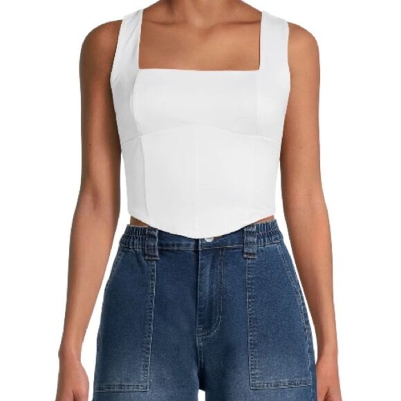 Madden NYC New Women's White Double Layer Corset Top Size XL Extra Large Casual - Picture 2 of 7
